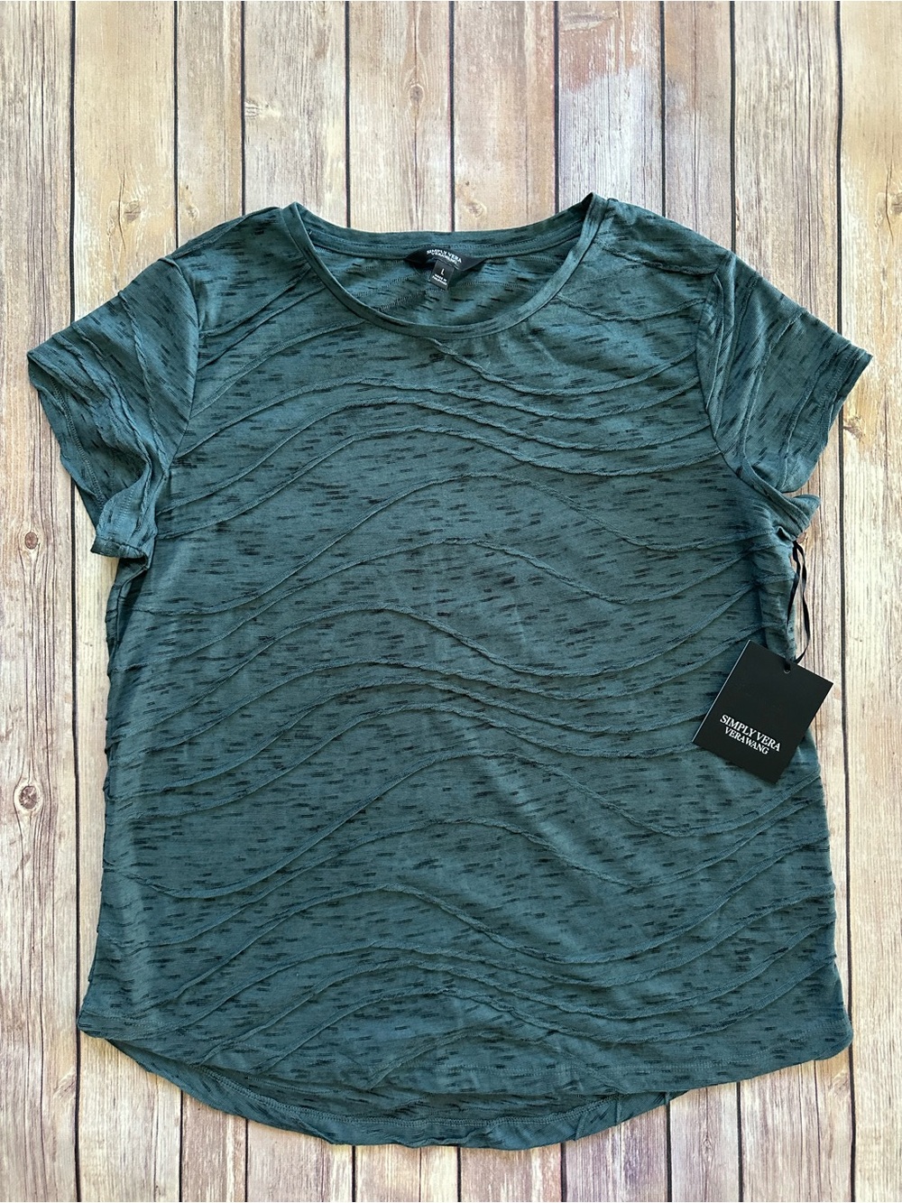 Simply Vera Vera Wang Short Sleeve Wave Textured Tee - Teal